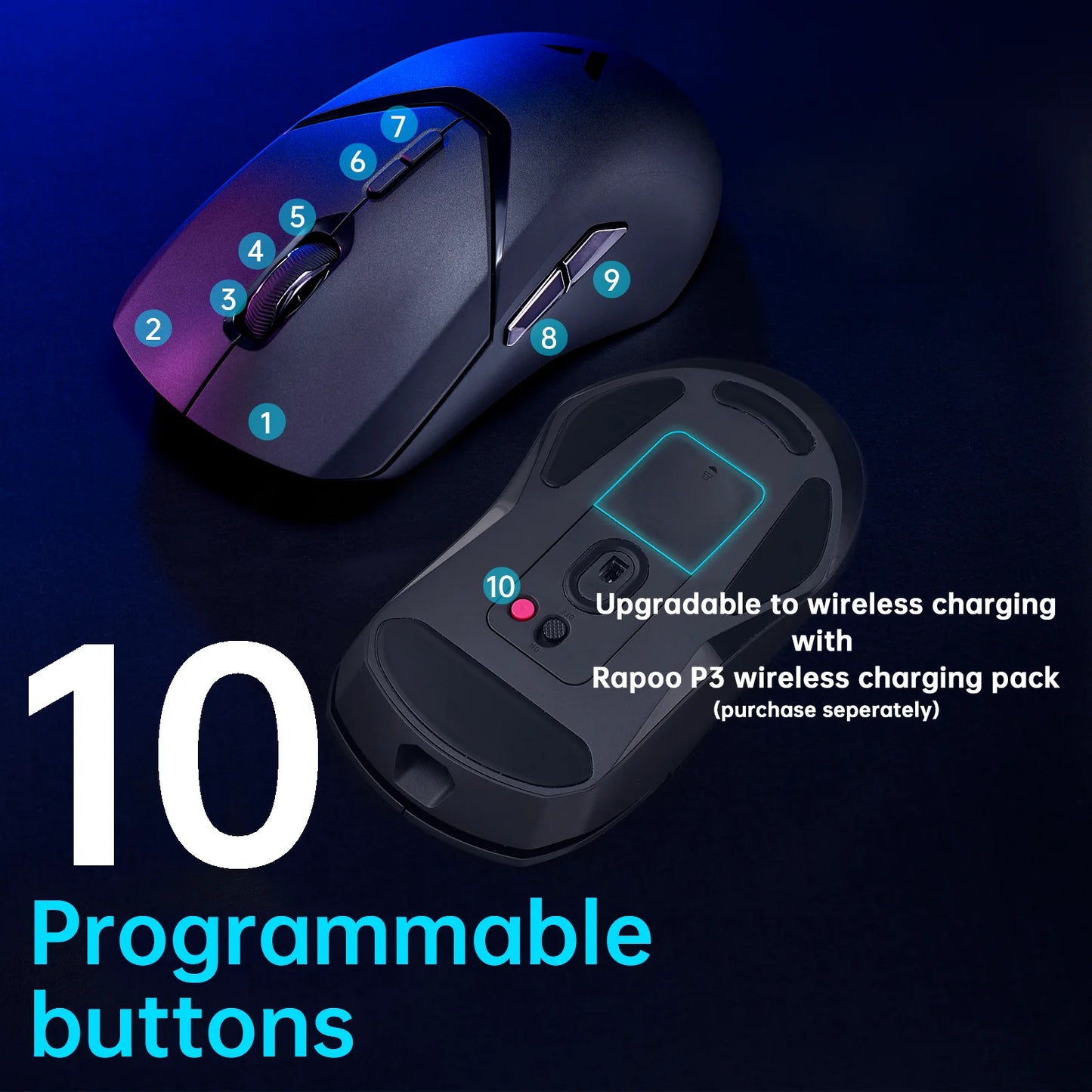 Rapoo VT9PRO PAW3398 Wireless Gaming Mouse 26000DPI 68g Lightweight Wired Wireless Mouse 160H Super Long Battery Life