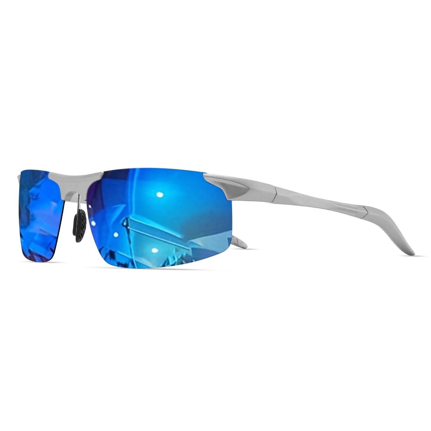 Classic Retro Semi-Rimless Square Polarized Sunglasses - Lightweight PC Frame & Spring Hinges, UV400 Unisex for Driving, Fishing