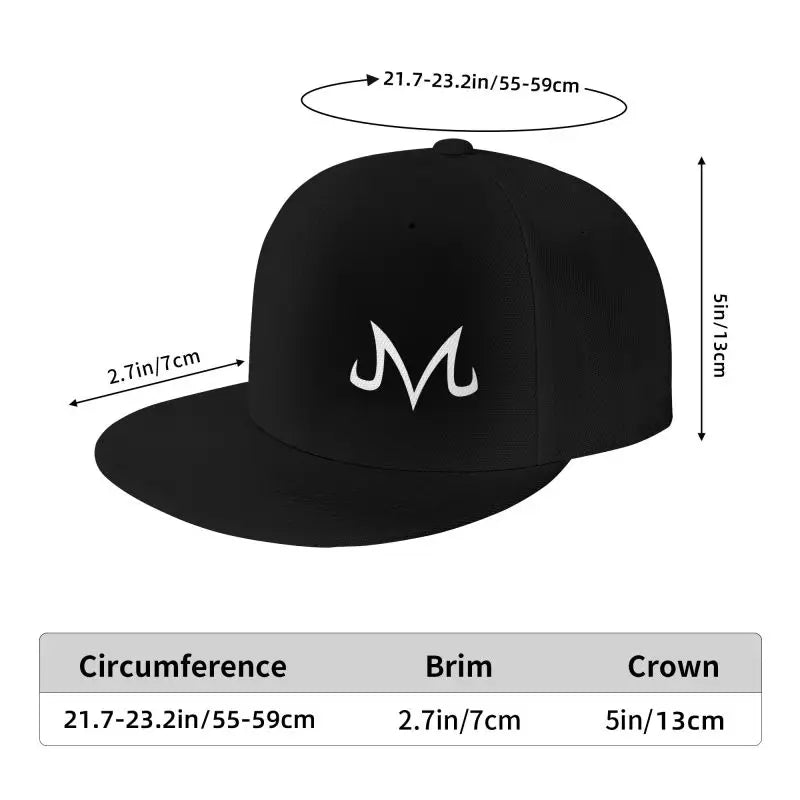 Majin Buu Print Baseball Cap Hip Hop Flat Bill Caps Unisex Adjustable Snapback Caps Skateboard Hats Trucker Hat