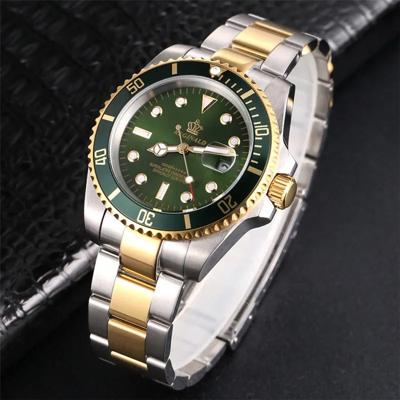Reginald Watches Rotatable Bezel GMT Sapphire Glass Date Stainless Steel Watch Men Sports Watches relogio masculino reloj hombre