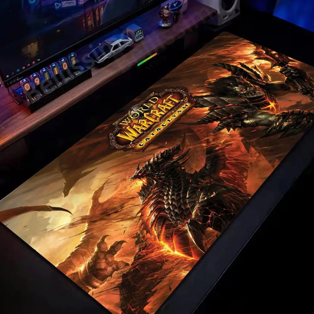 Natural Horde Alliance podloga za miško iz gume, velika podloga za računalniško mizo in tipkovnico, HD World of Warcraft igralna podloga za miško s hitrim zapiranjem robov