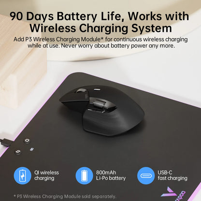 Rapoo MT760L/MT760M kelių režimų įkraunama belaidė ergonomiška pelė, 4000 DPI, palaiko iki 4 įrenginių, Bluetooth pelė