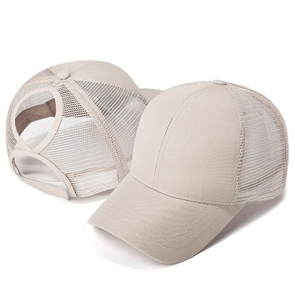 New Mesh Baseball Caps High Ponytail Snapback Cap Hollow Back UV Protection Sun Hat Casual Messy Hair Bun Ponytail Baseball Caps