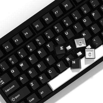 KBDiy GMK WOB Keycap Cherry Profile Double Shot PBT ISO 7u Black and White Keycaps For Mechanical Keyboard Retro Gaming Key Cap