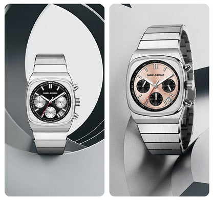 DG9008 Men Watch Original Fashion Brand Quartz Waterproof Luminous Watch For Man Three Small Dial Sport Moon Phase Watch