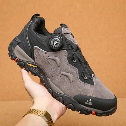 HIKEUP-Leather Shoes for Men, Outdoor Hiking Shoes, Tourist Trekking Sneakers, Mountain Climbing Trail Jogging Shoes, Turnbuckle