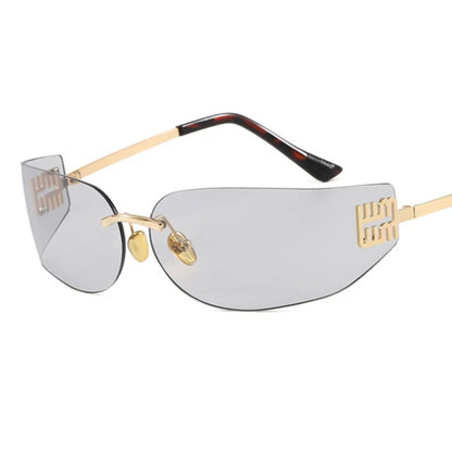 Light Luxury Frameless Curved Metal Sunglasses Personalized Y2k Fashion Women's Sunglasses Outdoor Leisure Vacation Sunglasses