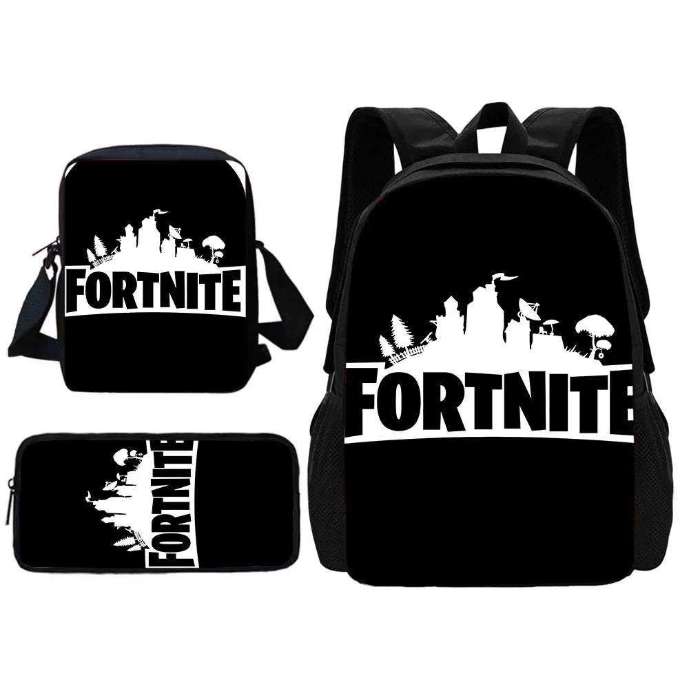 New Game FortniteS Child School Backpack With Shoulder Bag Pencil Bags School Bags for Boys Girls Best Gift