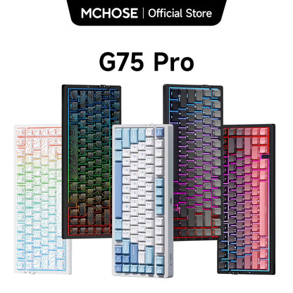 Teclado mecánico inalámbrico MCHOSE G75 Pro, diseño 75%, montaje gasket, 5 capas de amortiguación, retroiluminación RGB, triple modo y hot-swappable
