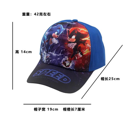Latest Adjustable 48-54cm Sonic Print Kids' Baseball Cap Anime Tails Knuckles Shadow Sun Hat Blue Hedgehog Baby Outdoor Hat Gift