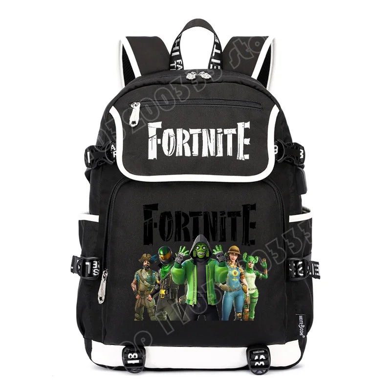 Fortnites Rucksack mit großem Fassungsvermögen, lässige Umhängetasche mit USB-Anschluss, Unisex-Anime-Schultasche für Schüler, neues stilvolles Schreibwaren-Geschenk