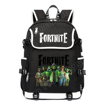 Fortnites Rucksack mit großem Fassungsvermögen, lässige Umhängetasche mit USB-Anschluss, Unisex-Anime-Schultasche für Schüler, neues stilvolles Schreibwaren-Geschenk