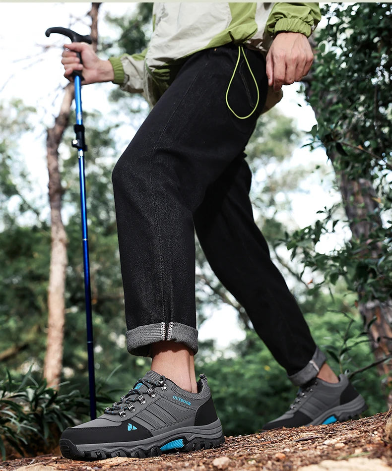 Men's Hiking Shoes outdoor waterproof Leather Anti Slip Comfortable Hunting Walking Shoes Wear-resistant Casual Sneakers