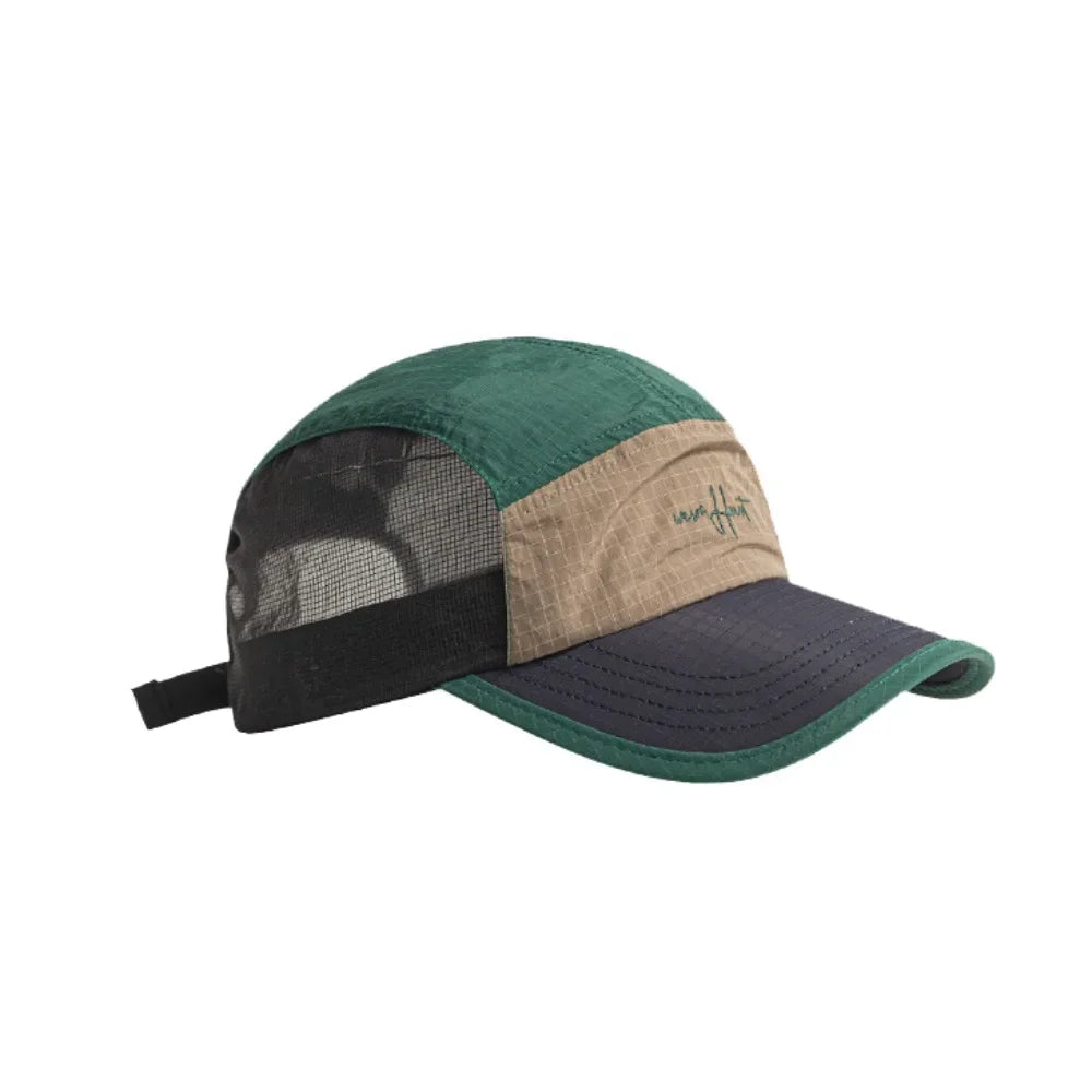 Fashion Plaid Thin Sun Cap Quick-drying Letter Embroidery Sports Running Cap Adjustable Breathable Summer Cap Men Women