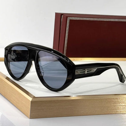 Big Oval Handmade Sunglasses for Men Women Thick Acetate High Quality Fashion Brand Design UV400 Prescription Glasses with Case