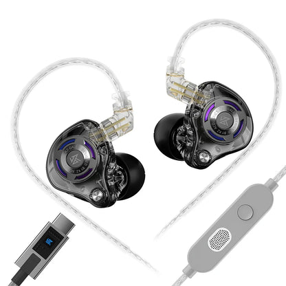 KZ Gale Gaming-IEM-Ohrhörer – HiFi-In-Ear-Monitor mit superlinearem Treiber und abnehmbarem, versilbertem 2-Pin-Kabel