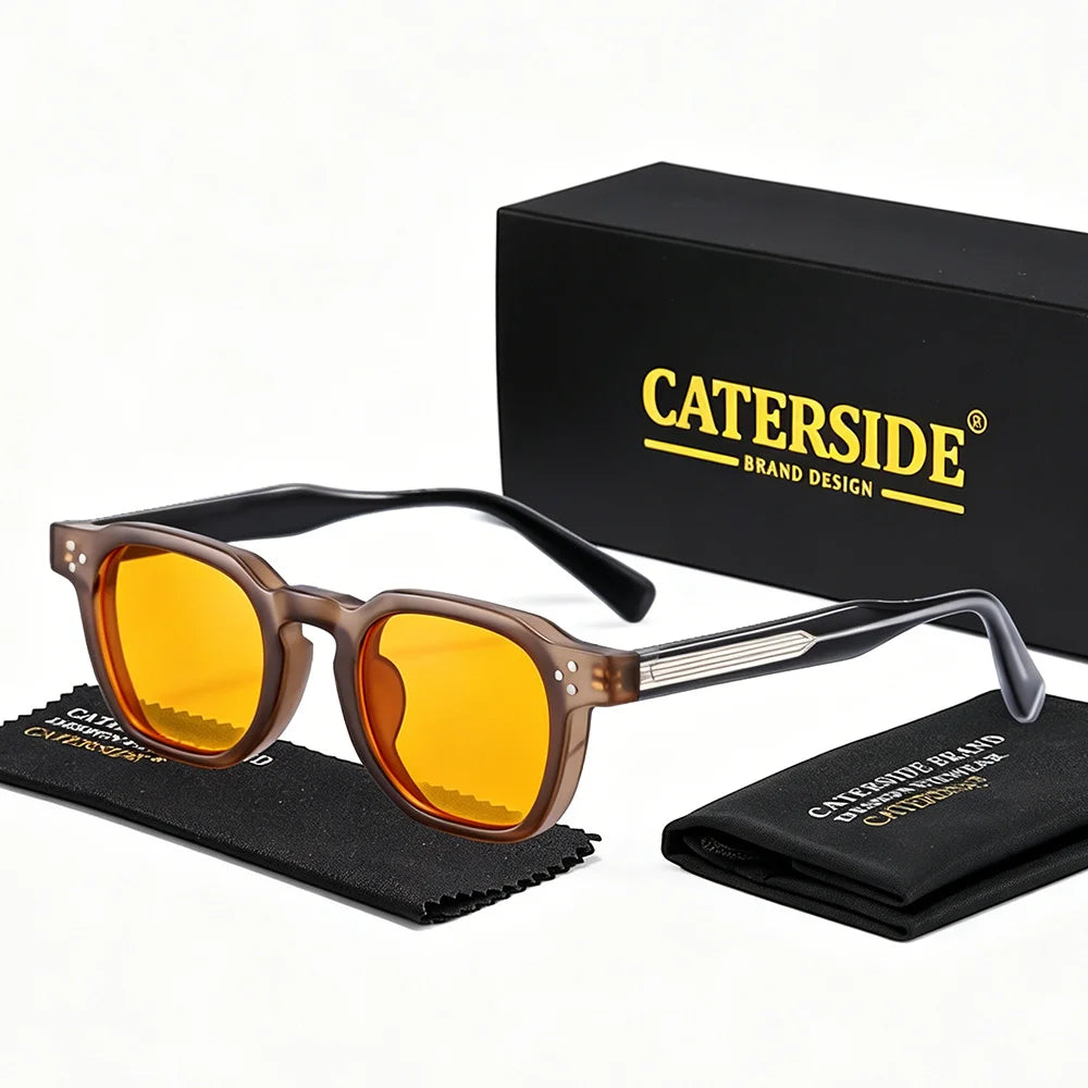 CATERSIDE New Vintage Men's Sunglasses High-Quality Square Sun Glasses Women's Outdoor Travel Beach Summer Fashion Glasses Uv400