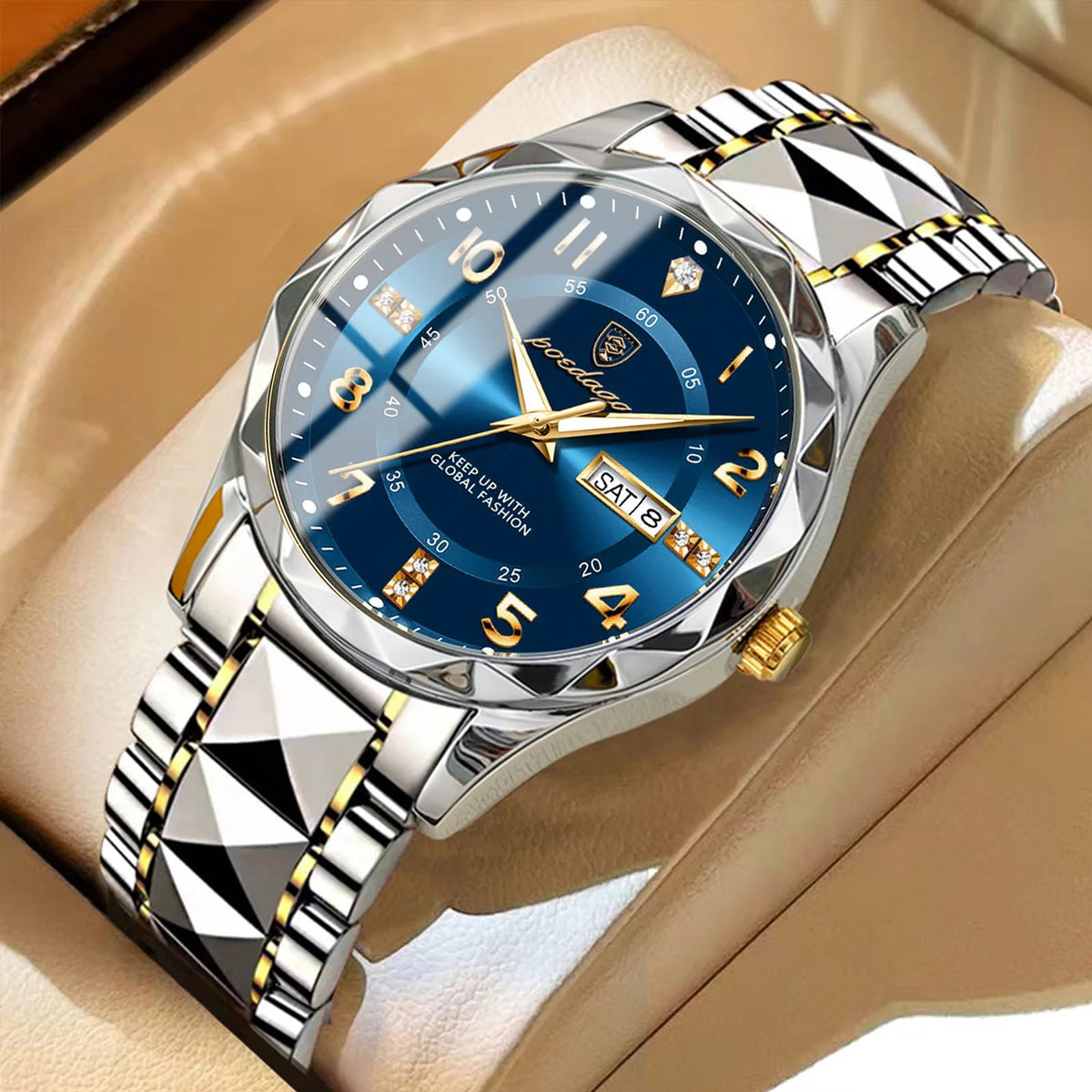 Reloj de hombre POEDAGAR Fashion Luxury, resistente al agua, luminiscente, de cuarzo, con correa de acero inoxidable, fecha y día de la semana, estilo informal.