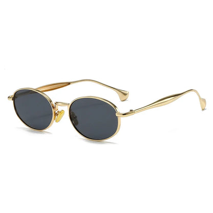 Metal Oval Lens Sunglasses UV Protection Retro Small Frame Sun Glasses Classic Brand Designer Eyepiece for Women Men