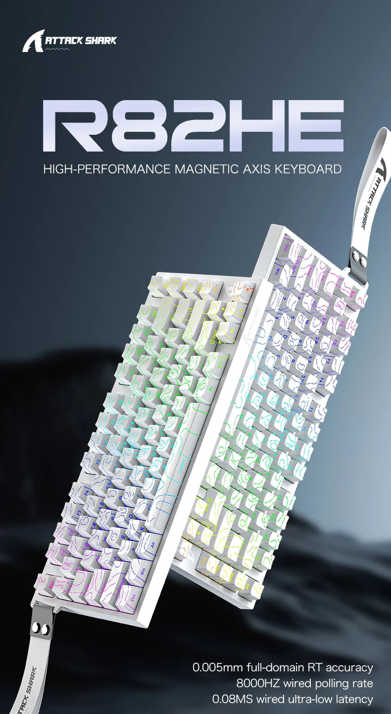 ATTACK SHARK R82 HE kabelgebundene magnetische 75%-Gaming-Tastatur mit RGB, 8000Hz, Rapid Trigger und 0.005mm Auslösung