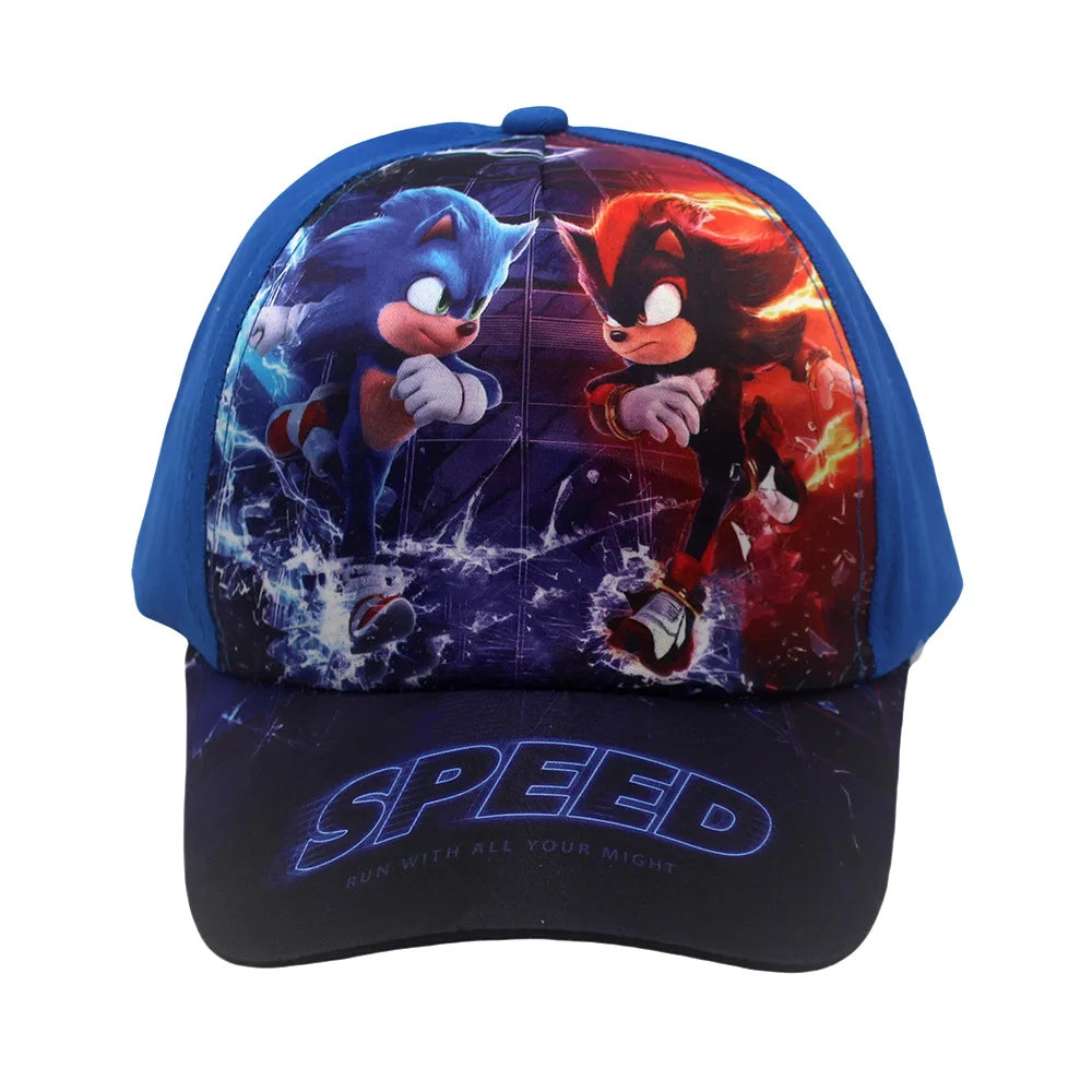 Latest Adjustable 48-54cm Sonic Print Kids' Baseball Cap Anime Tails Knuckles Shadow Sun Hat Blue Hedgehog Baby Outdoor Hat Gift