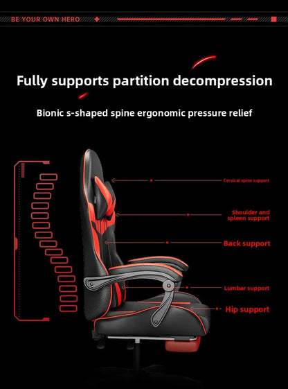 Ergonomska gaming stolica za računalni stol, nagibna gaming stolica za kućni ured s potporom za leđa za duge sesije igranja