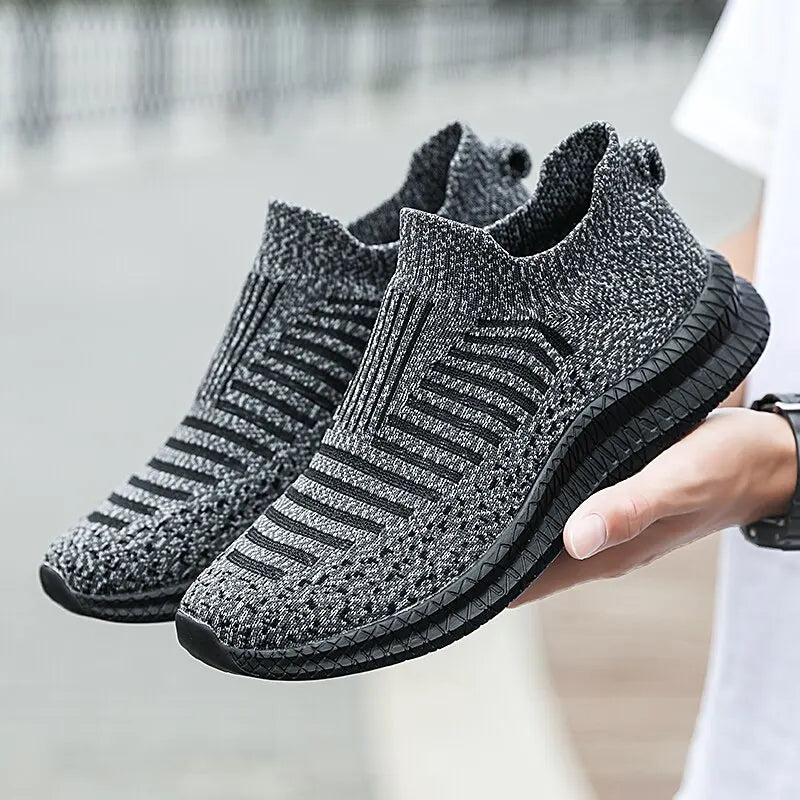 Men's Breathable Sneakers Comfortable Running Shoes Outdoor Slip-On Walking Sneakers Sock Jogging Shoes