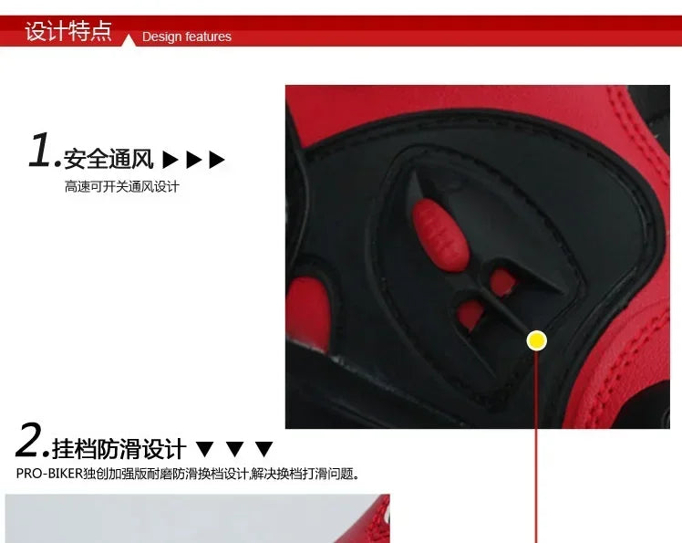 Pro-Biker Premium Motorcycle Racing Shoes for Men & Women - Leather Racing Boots for Speed Biking, Motocross & Off-Road Riding