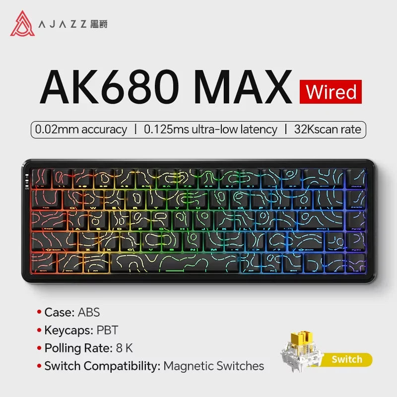 AJAZZ AK680 MAX Magnetic Axis Wired Keyboard 0.125ms Ultra-Low Latency Professional Gaming Keyboard