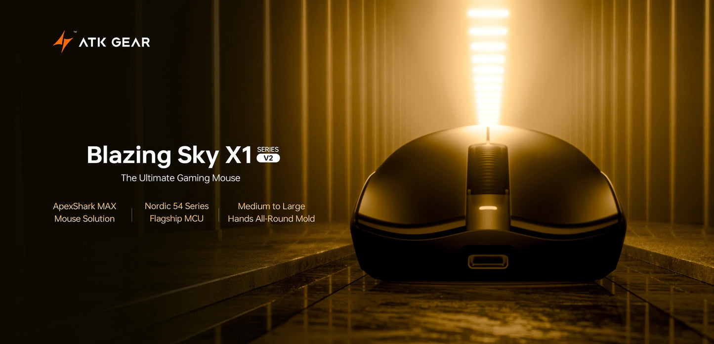 Brezžična miška ATK Blazing Sky X1 V2 Ultimate Dual Mode, lahka, PAW3950, Ultra Dual 8K HZ, nizka zakasnitev, prilagojena ergonomska zasnova