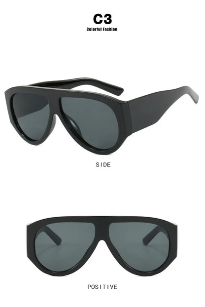 Oversized Pilot Sunglasses Women Fashion 2026 Luxury Big Frame One Piece Gradient Sunglasses Retro Classic Thick Shades