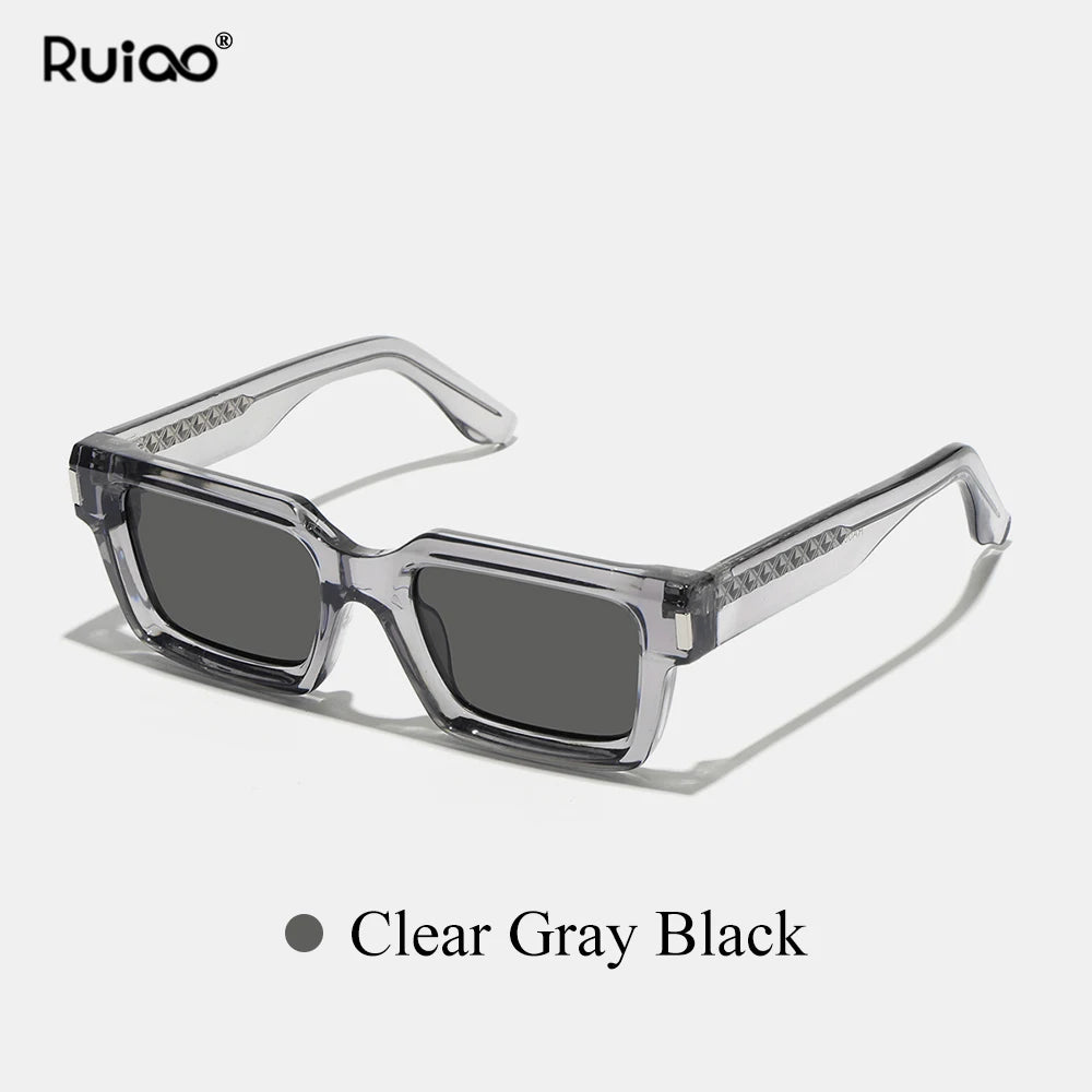 Ruiao 2026 retro black designer sunglasses vintage for women luxury square rectangular man UV400 Propionate insert pin eyewear