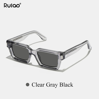 Ruiao 2026 retro black designer sunglasses vintage for women luxury square rectangular man UV400 Propionate insert pin eyewear