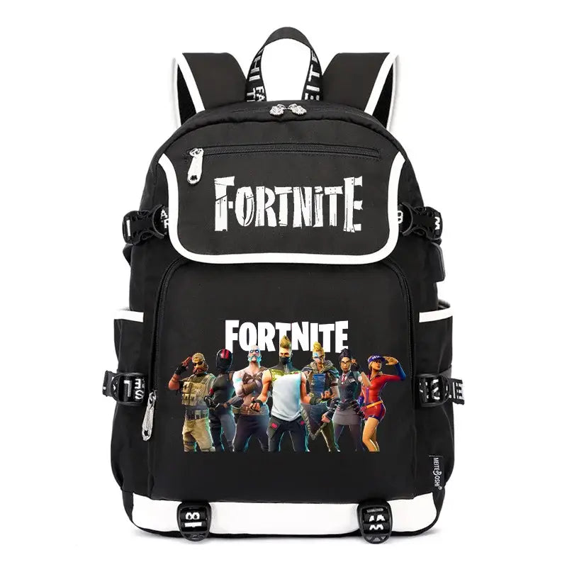 Fortnites Rucksack mit großem Fassungsvermögen, lässige Umhängetasche mit USB-Anschluss, Unisex-Anime-Schultasche für Schüler, neues stilvolles Schreibwaren-Geschenk