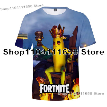 Banana Peely T-shirt Women's Tee Kids Fortnite T-Shirt 3D Printed Men's Battle Royale Game Summer Tops Birthday Gifts