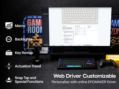 EPOMAKER HE80 75% Layout QWERTY US Tastiera meccanica magnetica cablata Hot-Swap Creamy Gasket con effetto Hall, DKS SOCD per PC/Mac