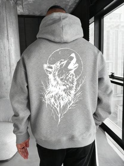 Herren-Kapuzenpullover mit Wolfsmuster-Print – bequemer, lässiger und modischer Hoodie für Herren