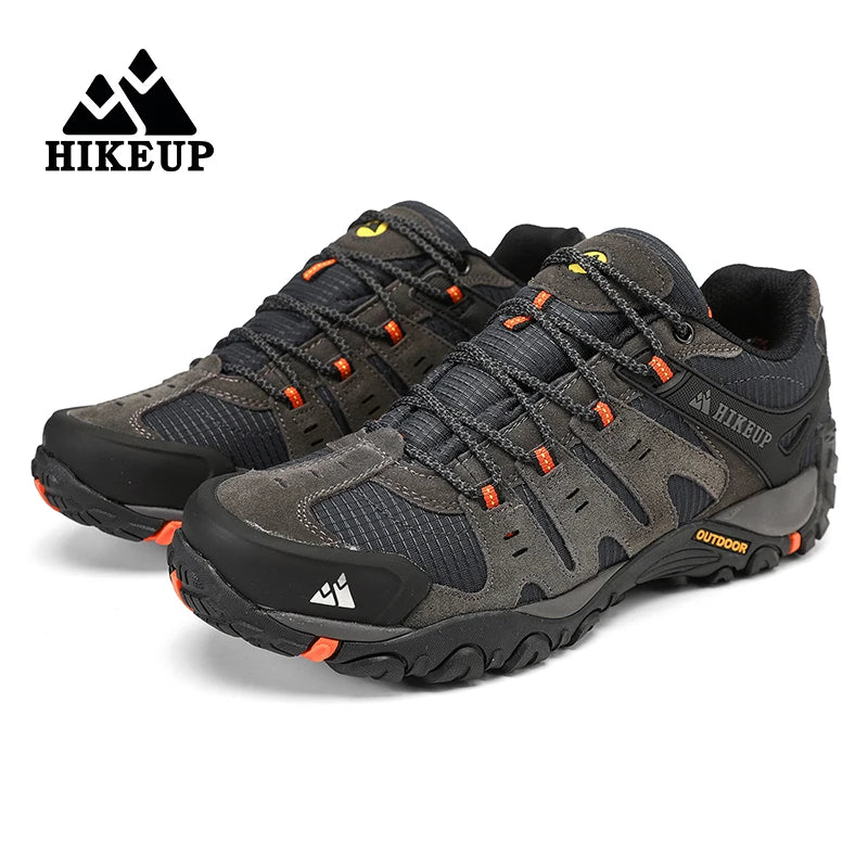 HIKEUP-Chaussures de randonnée en cuir suédé pour homme, baskets d'extérieur résistantes à l'usure, trekking, marche, chasse