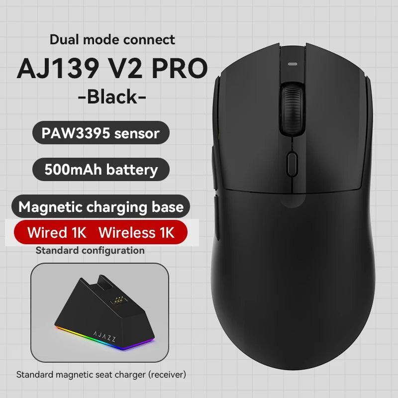 AJAZZ AJ139Pro/AJ139V2MC Kabellose Maus PMW3395/PAW3311-Chipsatz 12000-26000Dpi Professionelle Gaming-Maus