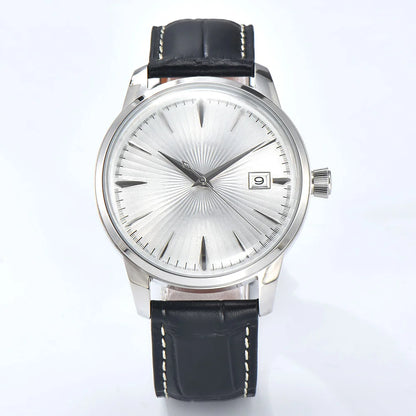 40mm NH35 Watch Cocktail Automatic Mechanical Watch High Quality Stainless Steel Double Dome Waterproof Case Leather Band Watch