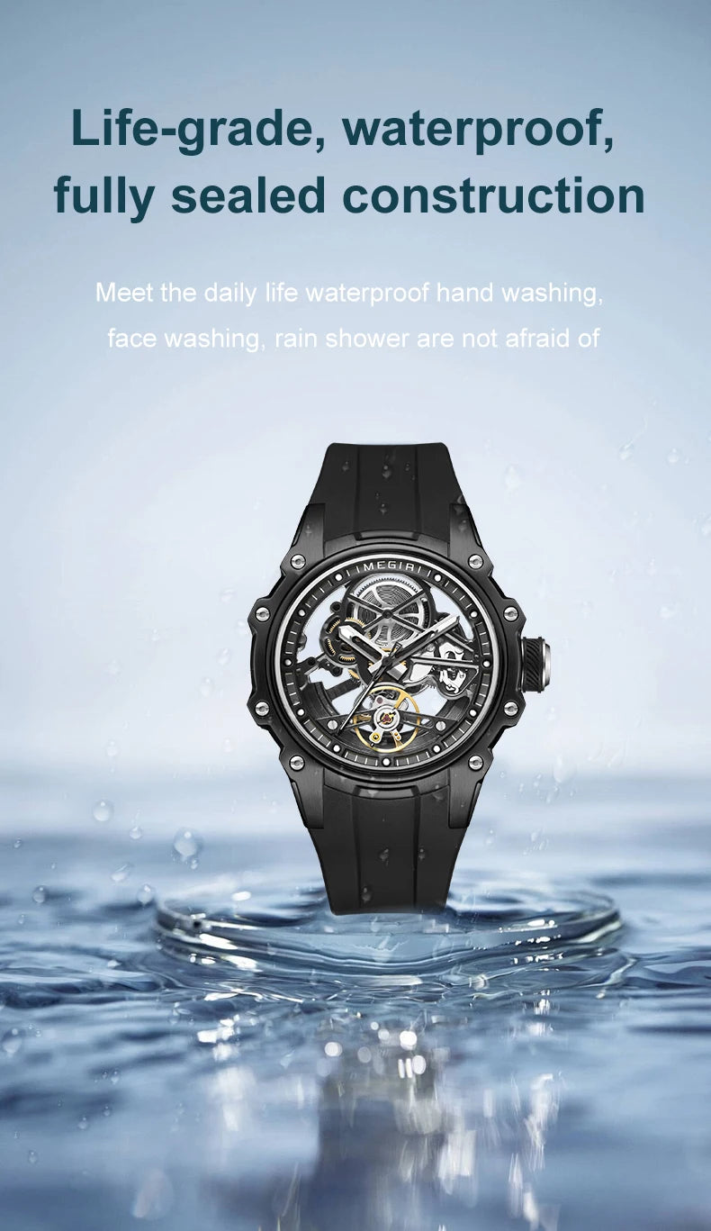 MEGIR Fashion Men's Full Automatic Watches Hollow Out Luminous Sports Mechanical Watch Waterproof Wristwatches Reloj Hombre 2243