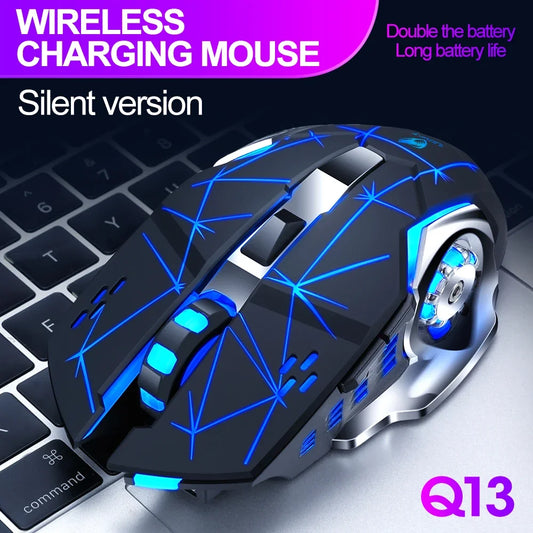 Rechargeable Wireless Gaming Mouse with RGB Backlit, Silent Click, Ergonomic Optical Wireless Mouse for PC, Laptop & Desktop, 2400 DPI