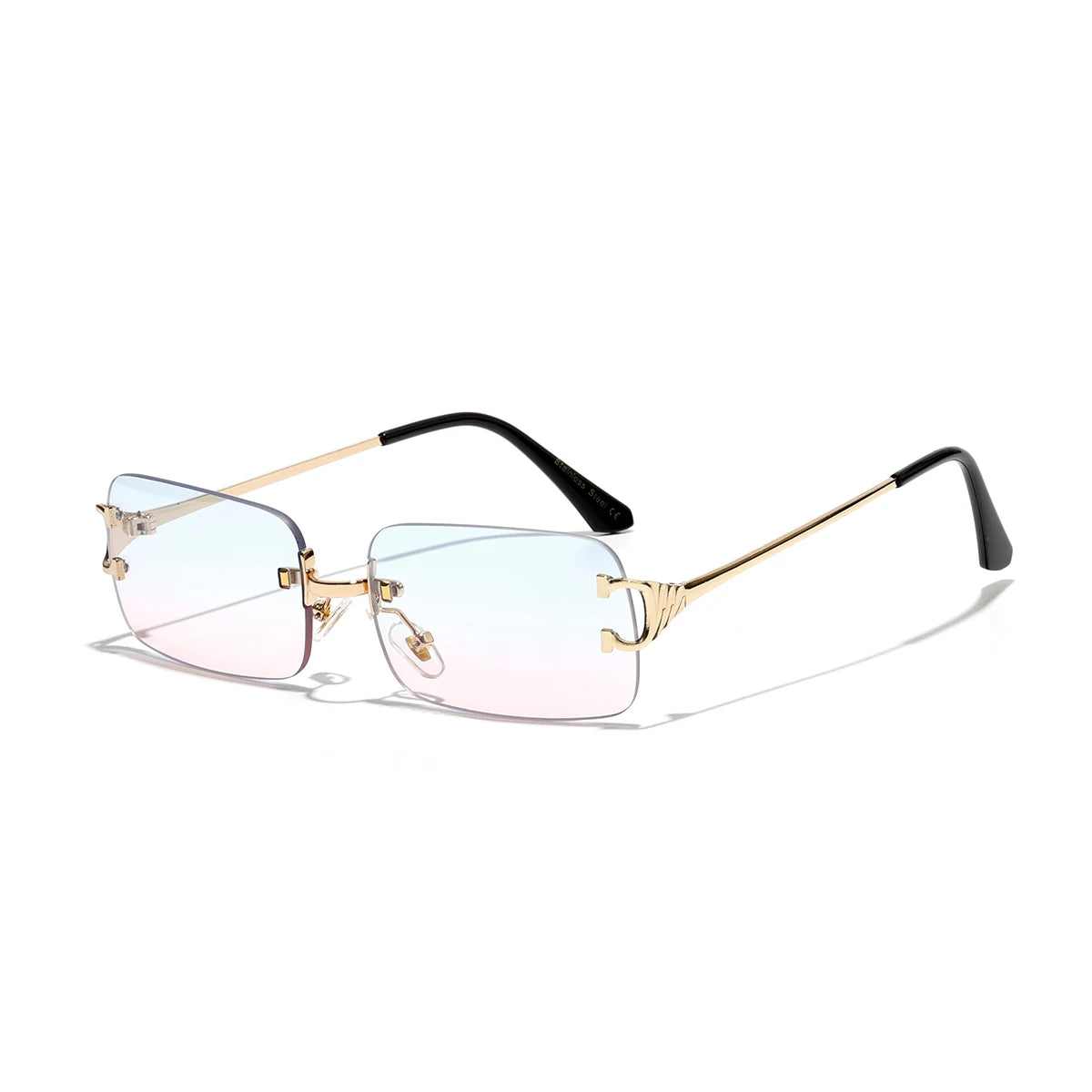 Ruiao 2026 rimless sunglasses UV400 fashion square metal glasses for men women designer man's brand sun shades for outdoor