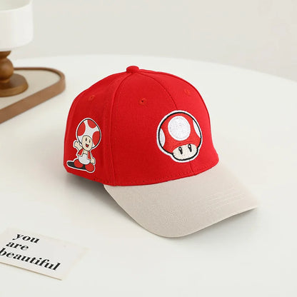 New Super Mushroom Peach Baseball Cap Creative High Color Cartoon Printed Boys and Girls anime merchandise Trendy birthday gifts