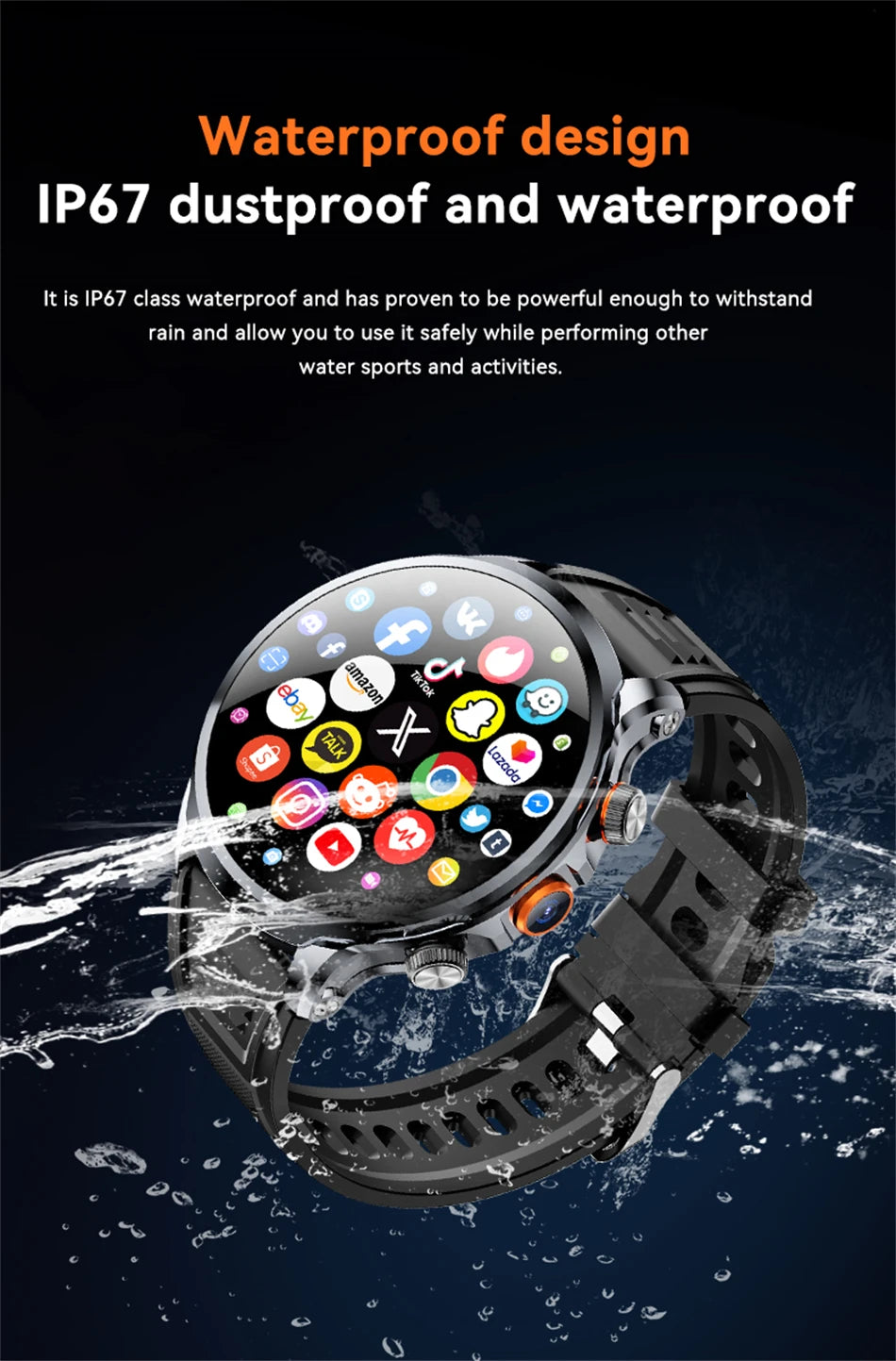 8GB+128GB RAM 5G/4G Smart Watch 1.95 inch AMOLED 1880mah Battery 500W Camera GPS WIFI Google APP Download Smartwatch Android 9.0