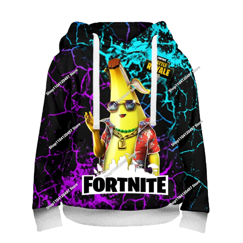 Felpa con cappuccio Fortnite Anime per bambini e uomo, streetwear hip-hop, sportswear casual, vestibilità ampia, moda outdoor