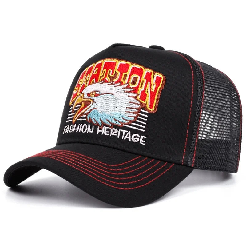 Hot Sale Unisex Baseball Cap Classic STATION Letter Pattern Mesh Cap Men And Women Breathable Streetwear Summer Trucker Hat
