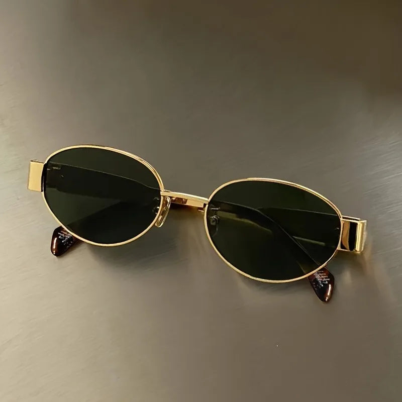 New Small Oval Women Sunglasses Trendy Luxury Design Metal Frame Shades UV400 Eyewear for Female Classic Vintage Sun Glasses