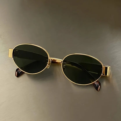 New Small Oval Women Sunglasses Trendy Luxury Design Metal Frame Shades UV400 Eyewear for Female Classic Vintage Sun Glasses