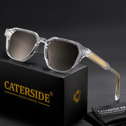 CATERSIDE Men Women Fashion square Frame Sunglasses Daily Wear UV400 Protection Eyewear PC Frame Propionate Pin Legs Sun glasses